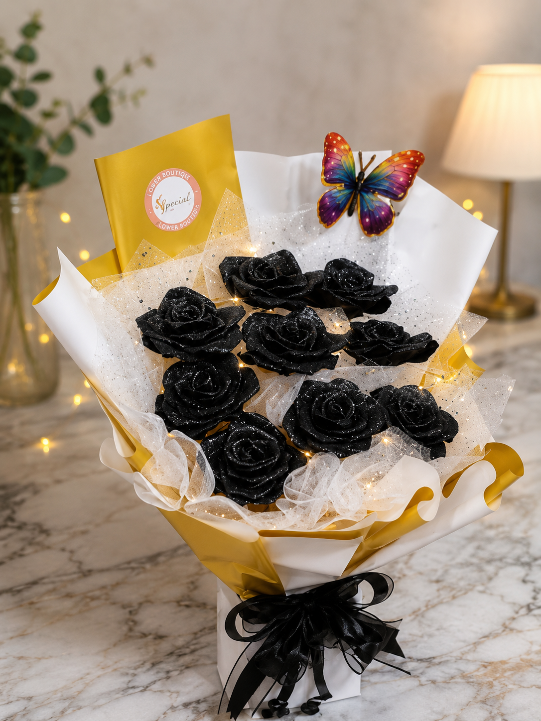Midnight Glamour Black Rose Bouquet