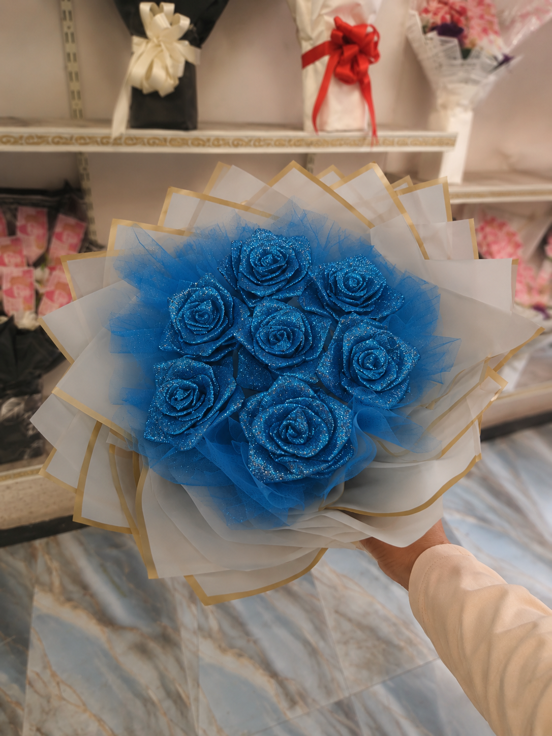 Sparkling Azure Blue Rose Bouquet