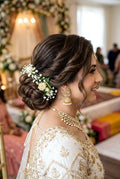 Elegant White Rose Bridal Hair Gajra – Fresh Floral Bun Accessory