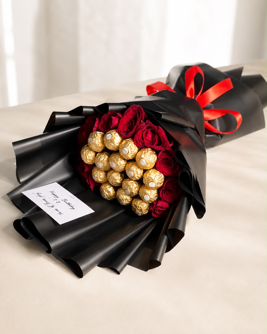 Luxury Red Rose & Ferrero Rocher Chocolate Bouquet – Perfect Birthday & Anniversary Gift
